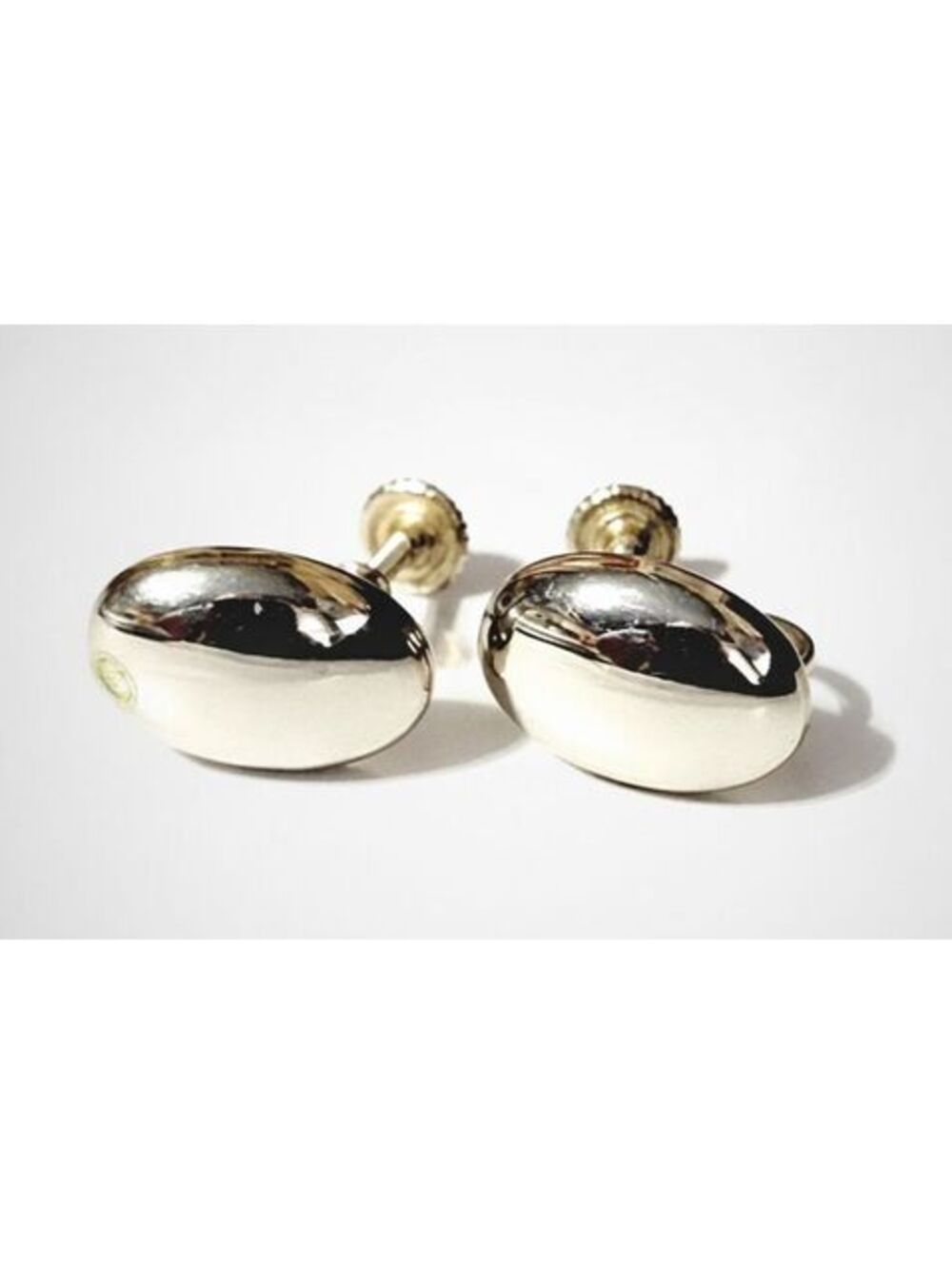 Vintage Mid-Century‎ Shiny Silver-tone Oval Screw-back Earrings 5/8" Long sb-26